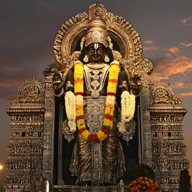 Golden Hindu Deity Statue at Temple