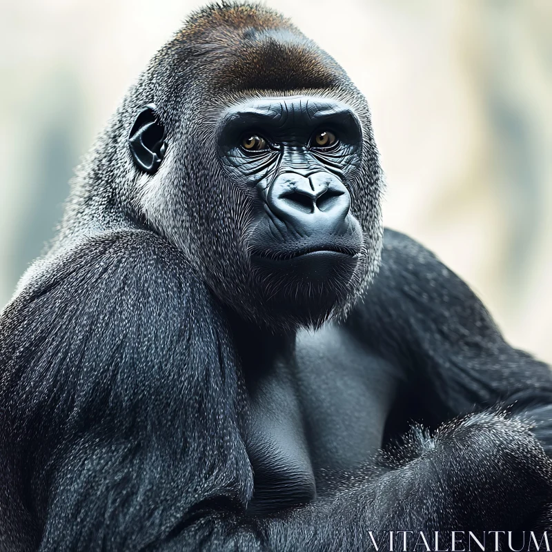 AI ART Close-Up Portrait of a Gorilla in Nature