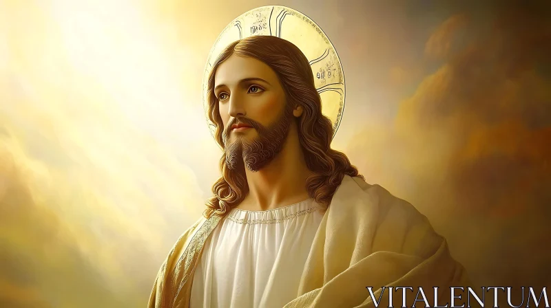 AI ART Divine Portrait of Jesus Christ in Golden Light