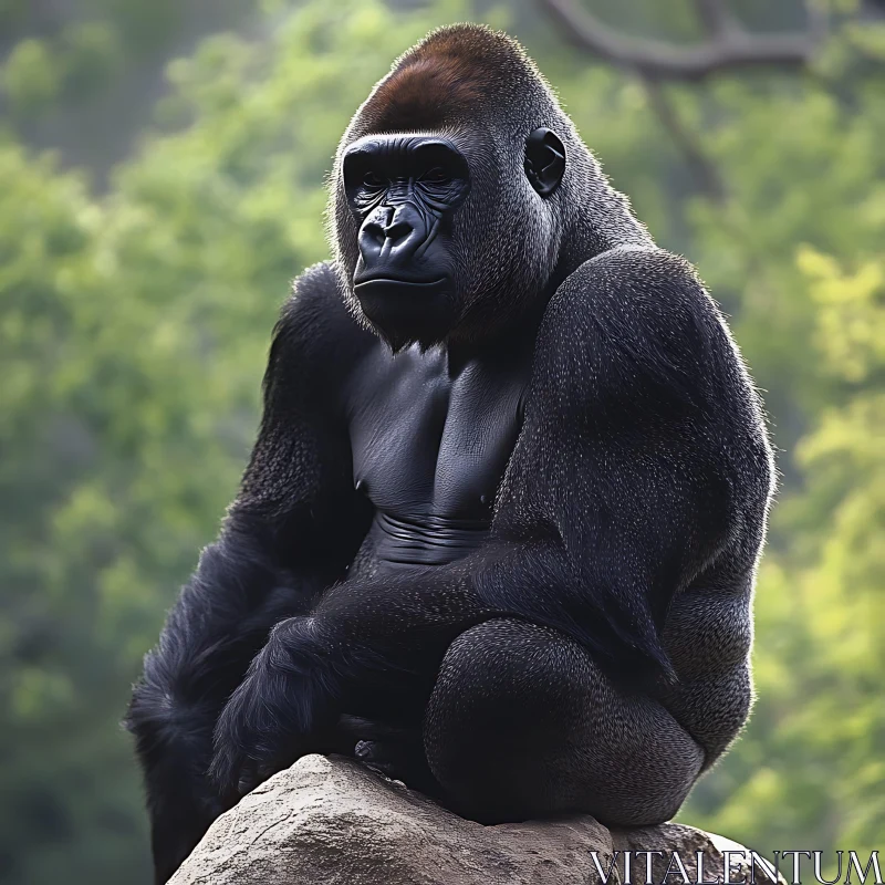 Gorilla in Natural Habitat AI Image