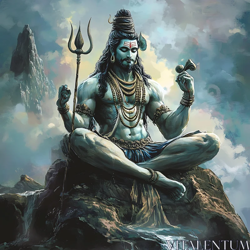 Divine Meditation of Hindu Deity AI Image