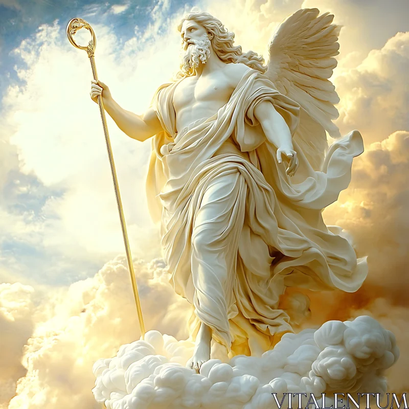 Celestial Angel Among Radiant Clouds AI Image