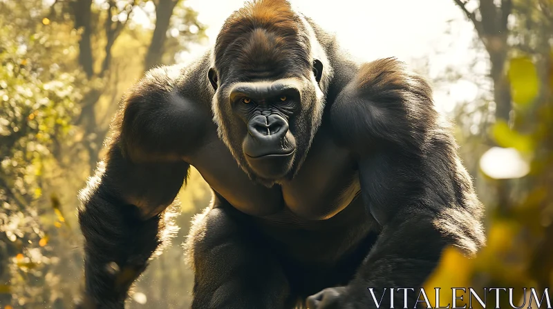 AI ART Mighty Gorilla in Forest Scenery