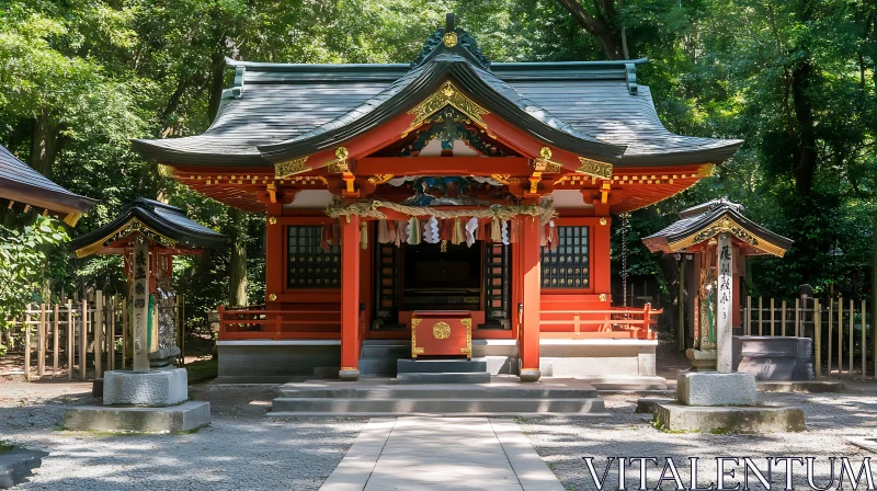 AI ART Traditional Japanese Shrine amidst Greenery