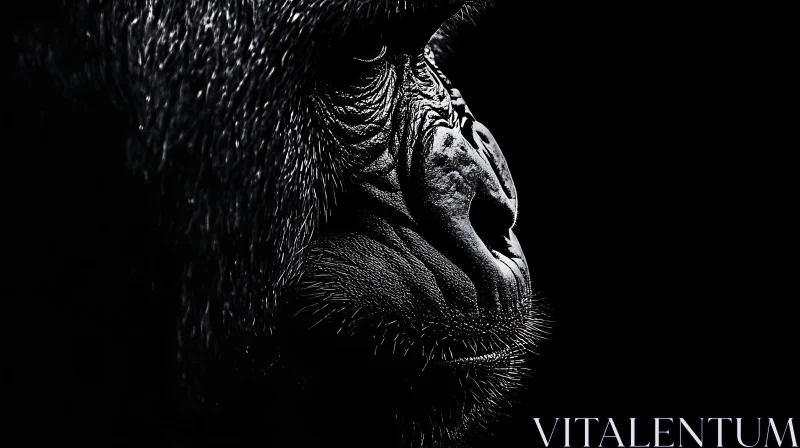 AI ART Detailed Gorilla Face in Black and White