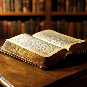 Old Book on Library Desk