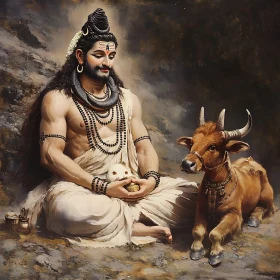 Meditation of Divine Being with Companion Cow