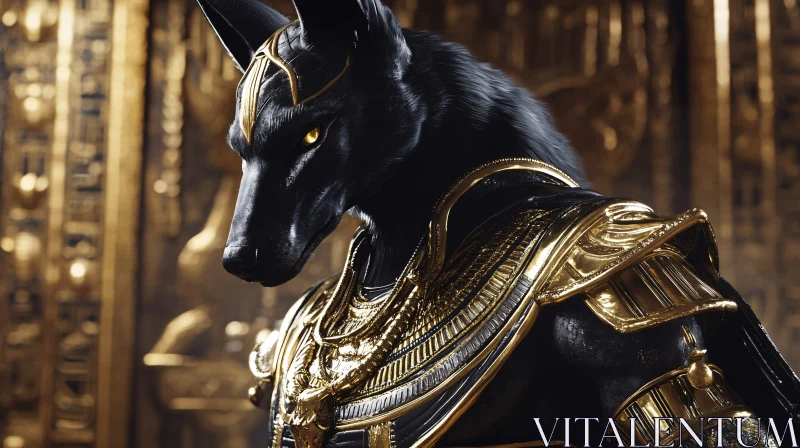 Egyptian God Anubis in Golden Armor AI Image