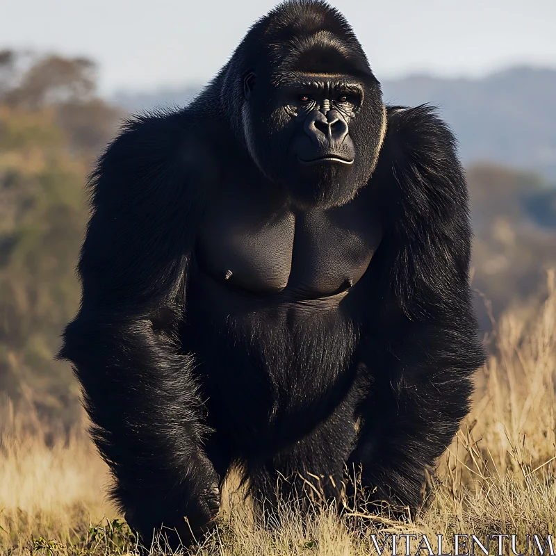 Powerful Gorilla in the Wild AI Image