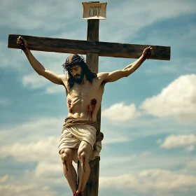 Crucified Figure with Crown of Thorns Art