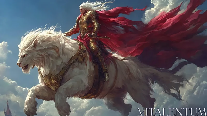 AI ART Heroic Knight and Lion Adventure