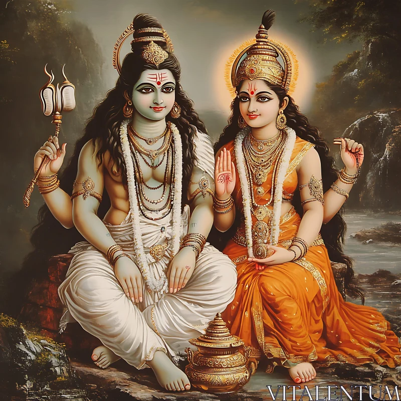 Divine Hindu Deities in Classic Artwork AI Image