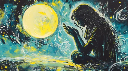 Mystical Moonlight Silhouette Painting