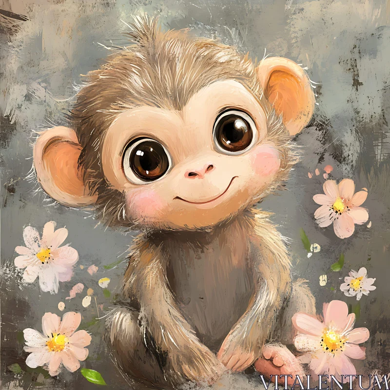 AI ART Cute Monkey Illustration