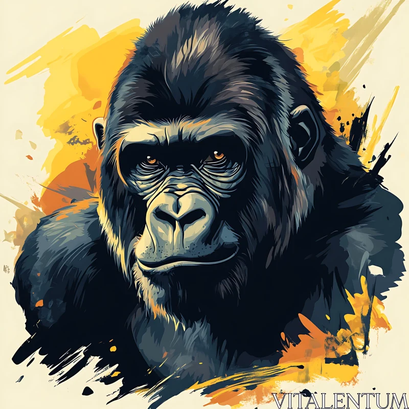 Expressive Gorilla Artwork with Vivid Colors AI Image