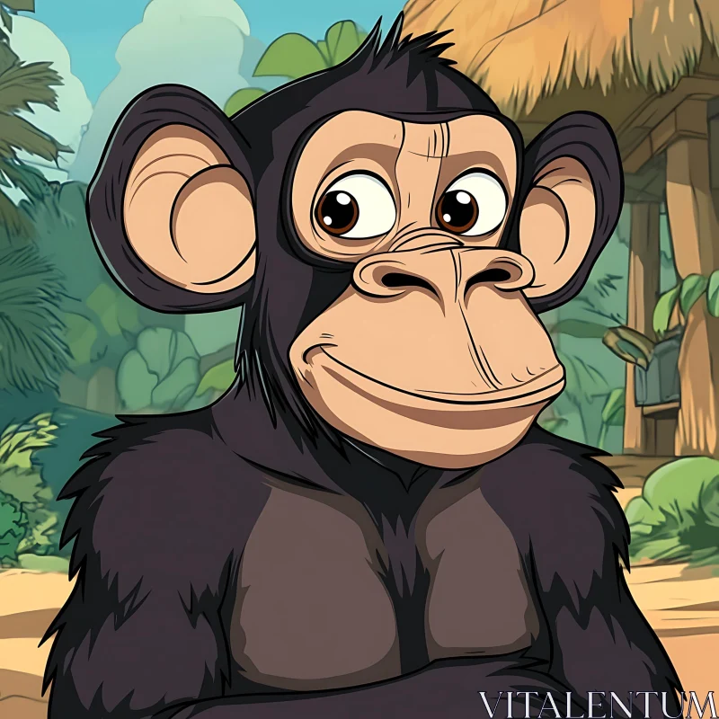 AI ART Chimpanzee Cartoon in Jungle Setting