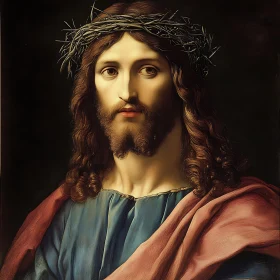 Serene Man with Crown of Thorns Painting