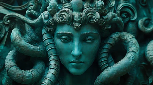 Mythical Medusa Stone Carving