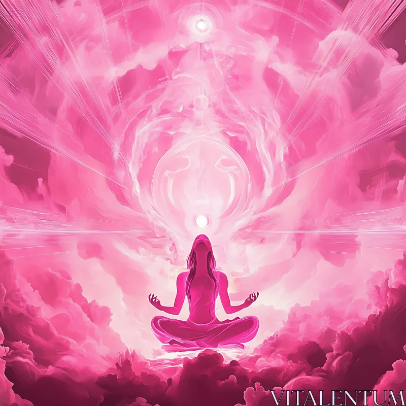 Spiritual Awakening in Abstract Pink Clouds AI Image