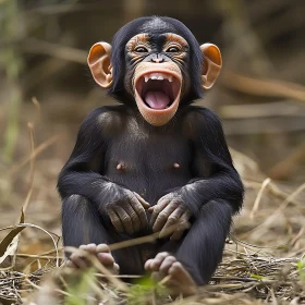 Delighted Baby Primate in Natural Habitat