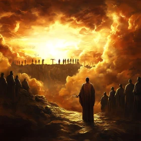 Mystical Gathering under a Radiant Sky
