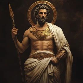 Ancient Greek Mythological Figure with Staff
