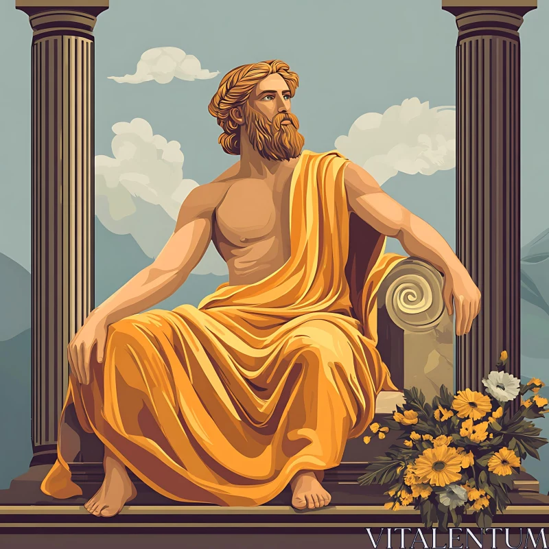 Ancient Greek Deity in Golden Robe