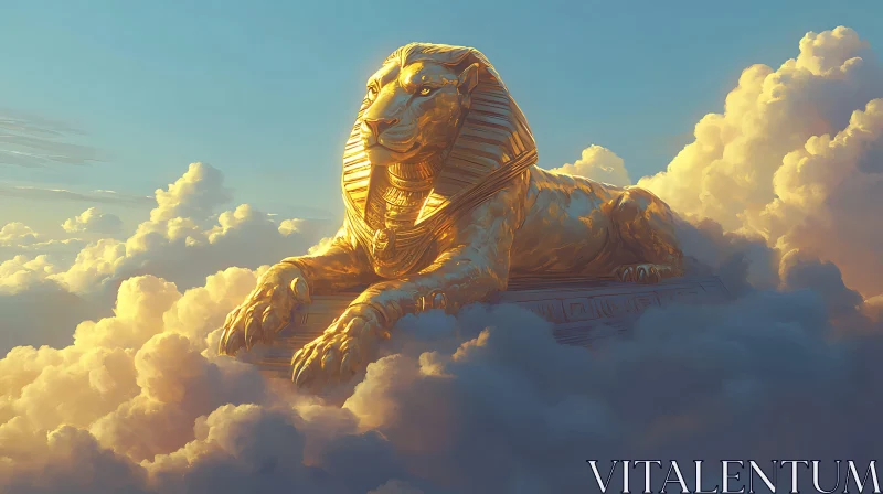 Golden Sphinx Amongst Clouds AI Image