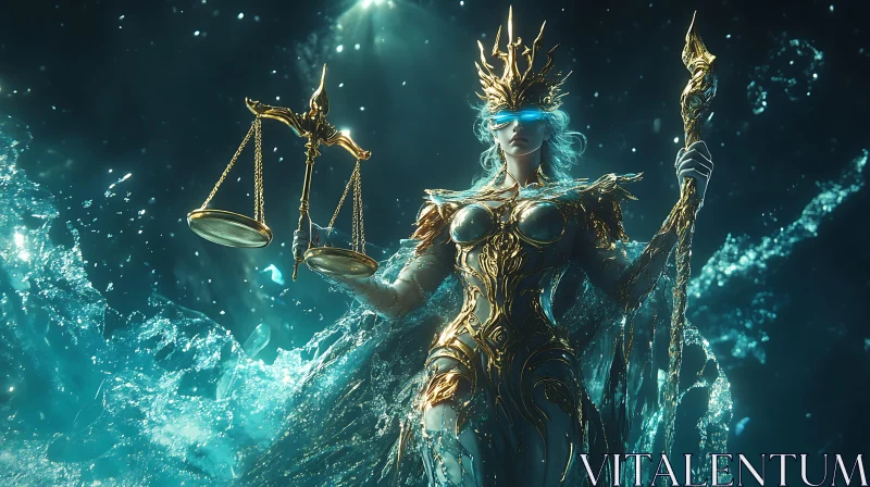 Mystical Underwater Justice Warrior AI Image