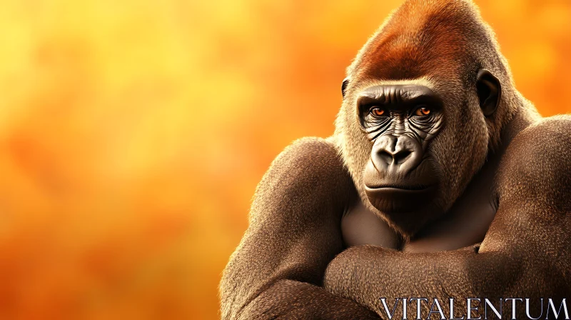 Portrait of Gorilla with Intense Gaze AI Image