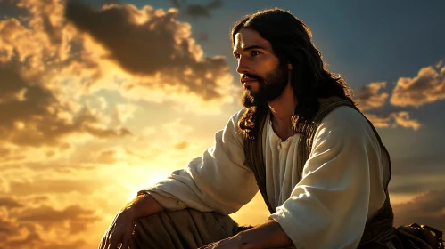 Man in Thoughtful Reflection During Sunset