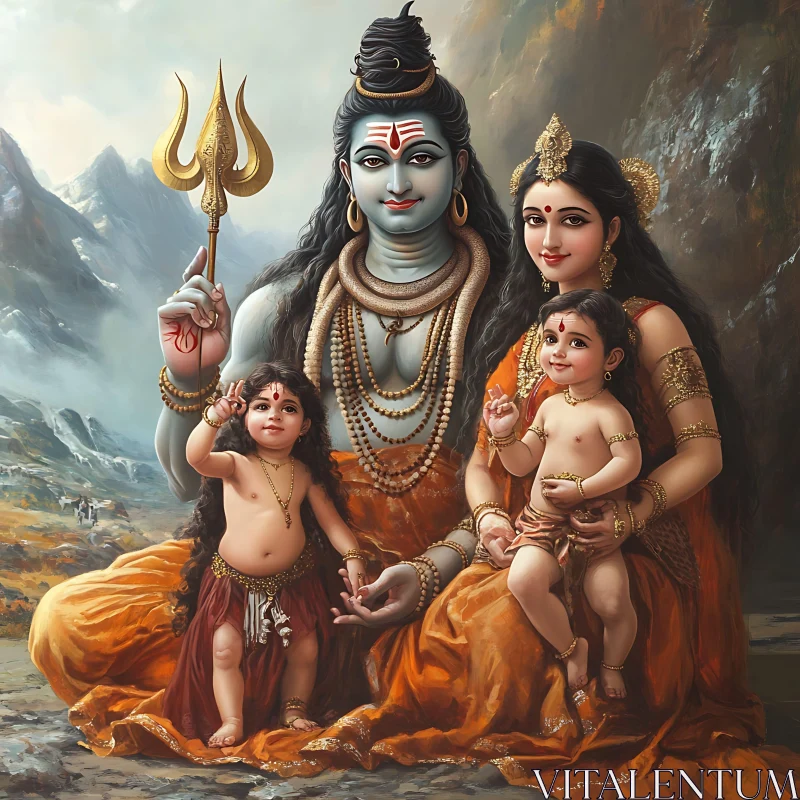 Divine Family in the Mountains AI Image