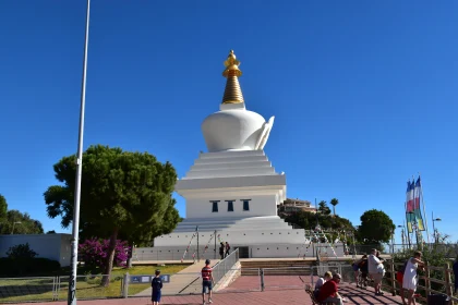 Buddhist Stupa with Lush Surroundings