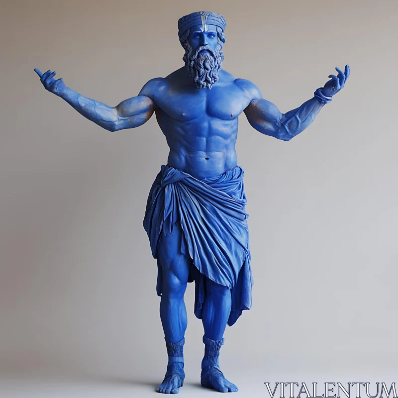 Vivid Blue Mythological Sculpture AI Image