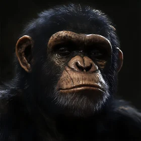 Chimpanzee Close-Up Portrait in Nature