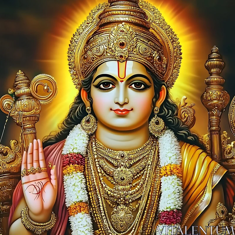 Divine Hindu Deity with Gold Adornments AI Image