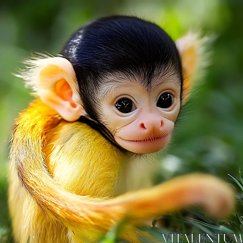 AI ART Cute Baby Monkey with Big Eyes