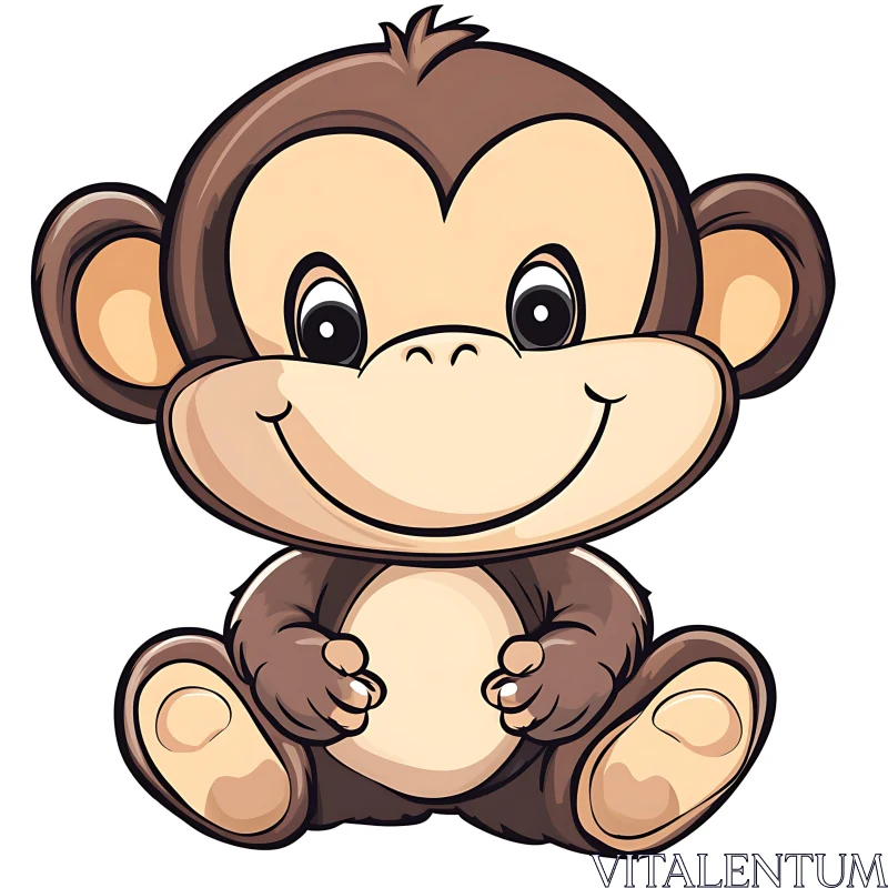 AI ART Cute Cartoon Monkey with Big Smile