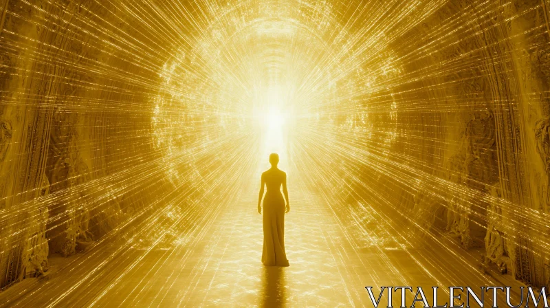 Woman in Golden Light Portal AI Image