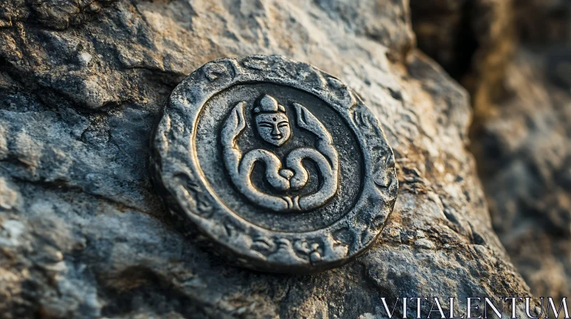 Mystical Emblem Engraved in Rocky Surface AI Image