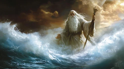 God of the Sea Amidst Stormy Waves