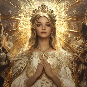 Divine Angelic Figure in Gold and White