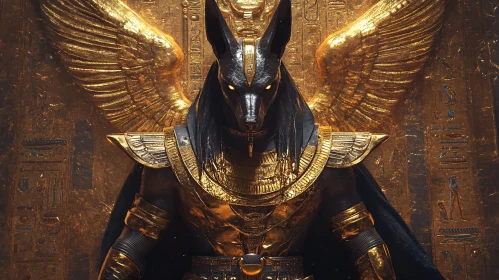 Ancient Egyptian God Anubis with Glowing Eyes