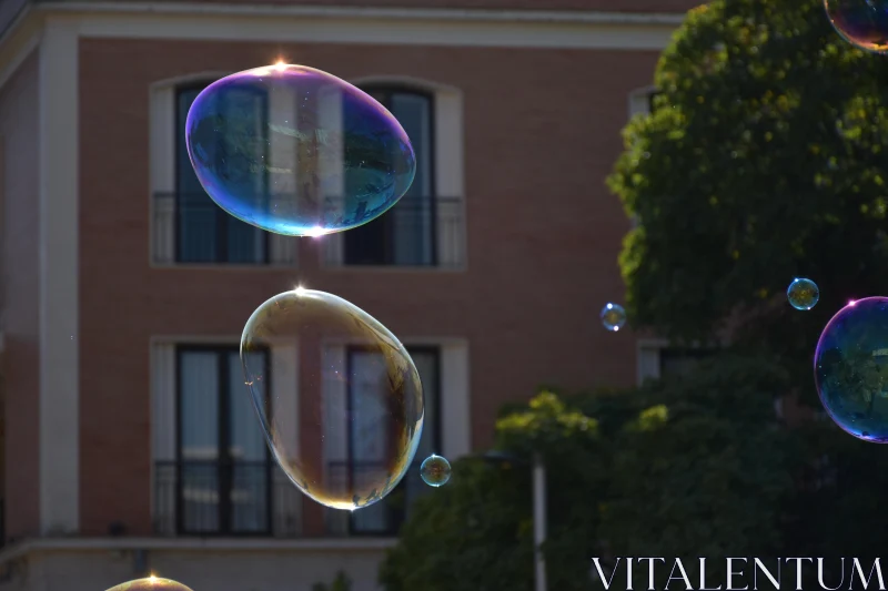 PHOTO Floating Soap Bubbles Amidst City Buildings