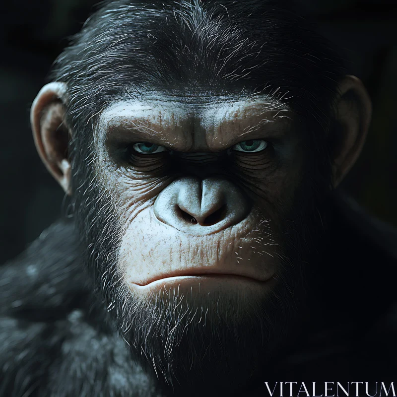 AI ART Intense Chimpanzee Wildlife Portrait