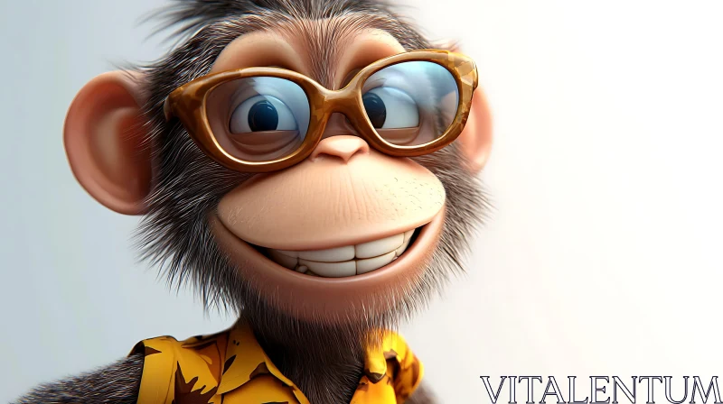 AI ART Cheerful Monkey Character with Stylish Glasses