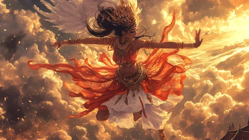 Celestial Dance of the Winged Goddess