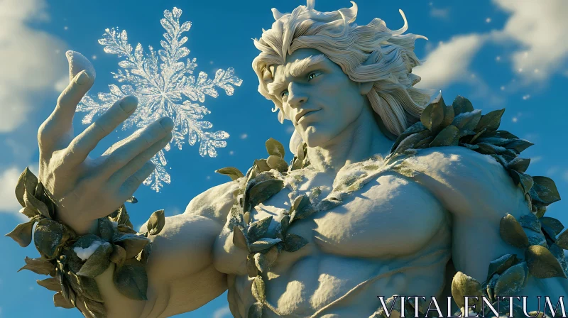 Winter Guardian Holding Snowflake AI Image