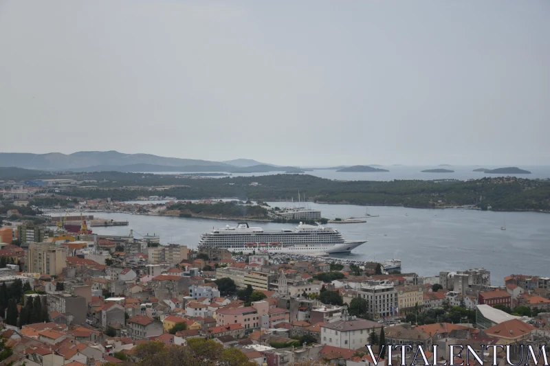 PHOTO Coastal City and Cruise Ship in Croatia