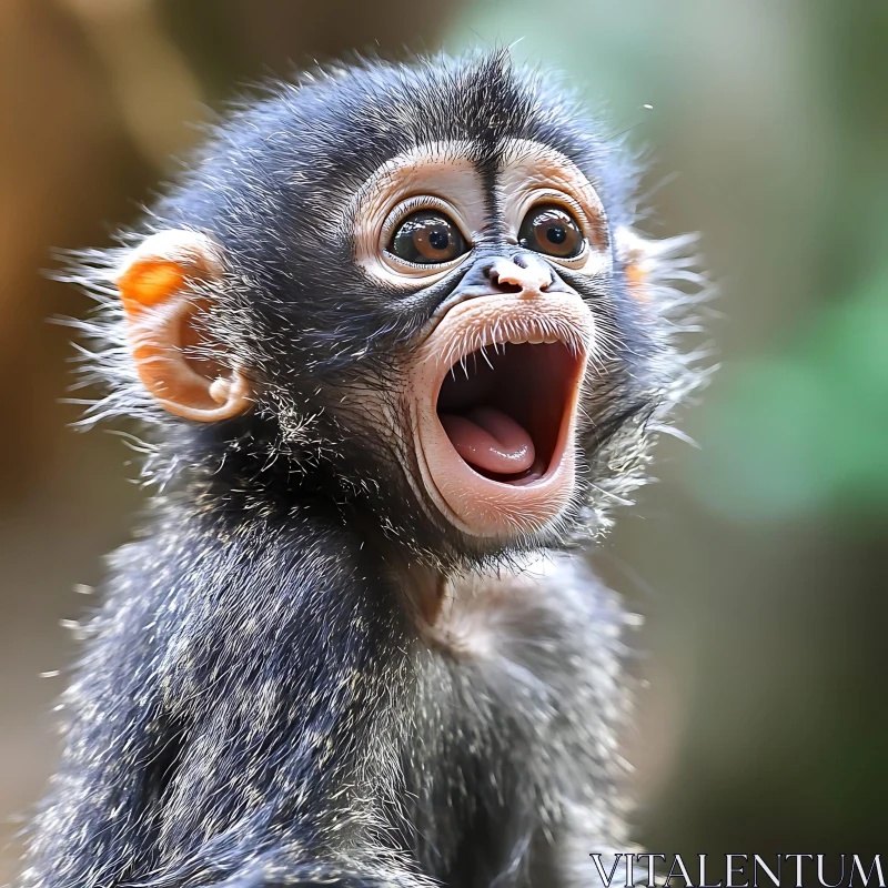 AI ART Expressive Baby Monkey in the Wild